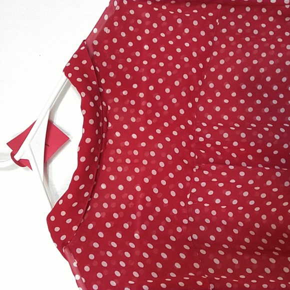 Chico's, Size L ladies semi sheer, red  with white dots blouse - Picture 7 of 9